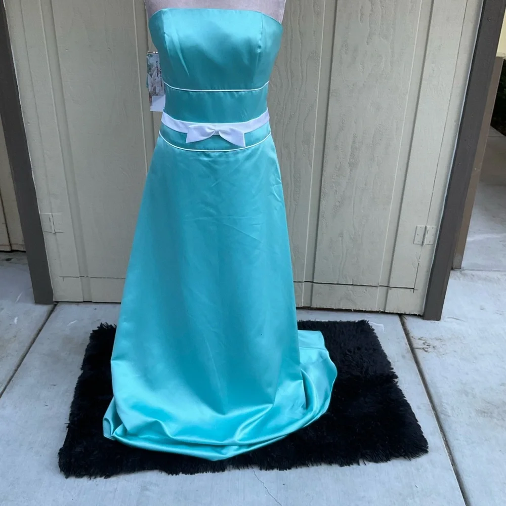 Alfred Angelo teal green strapless NWT prom dress 14 - Picture 6 of 15